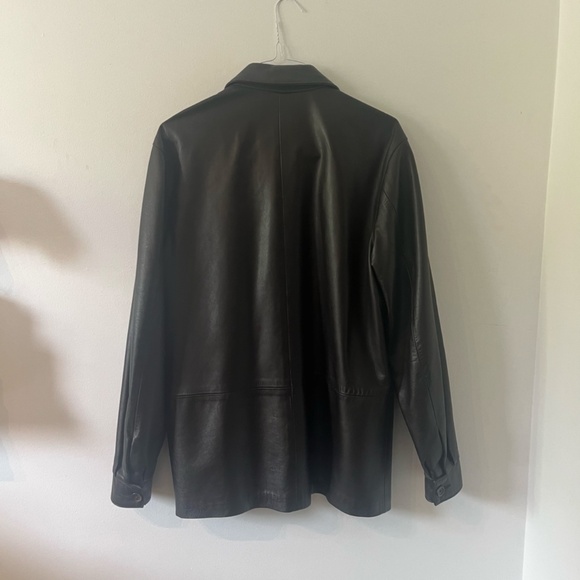 Brown semi long leather jacket - Picture 2 of 5